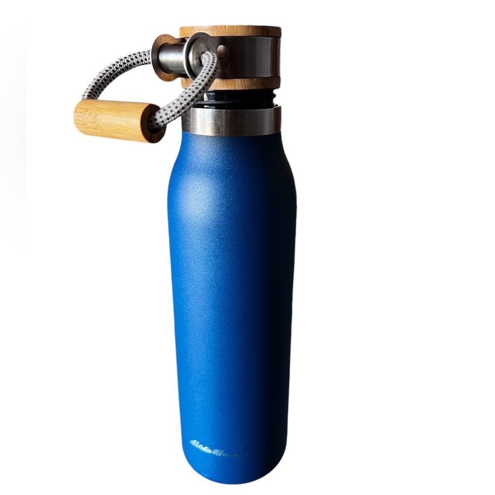 Eddie Bauer Acacia Lid Stainless Steel Water Bottle Navy Webbed Strap Industrial